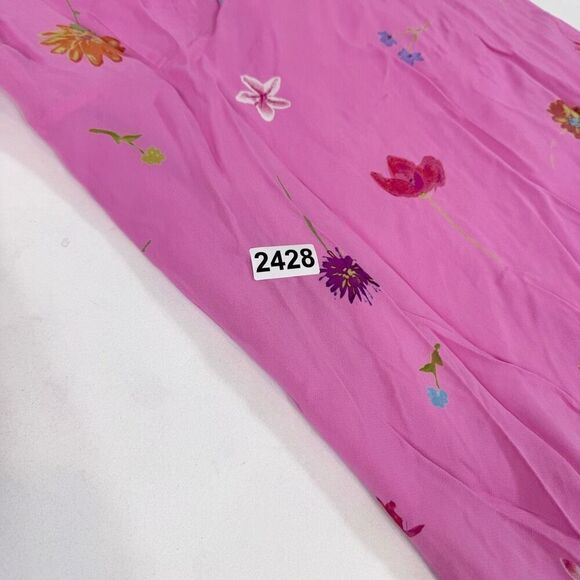 Sigrid Olsen Midi Dress Womens 12 90s Y2k Floral Surplice Sleeveless Pink - Picture 10 of 10